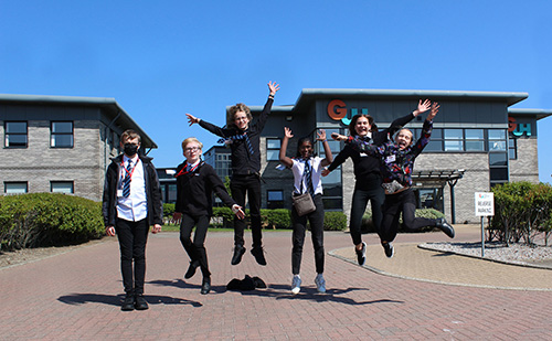 Charleston Academy pupils jump for joy after winning the GUH STEM Challenge competition